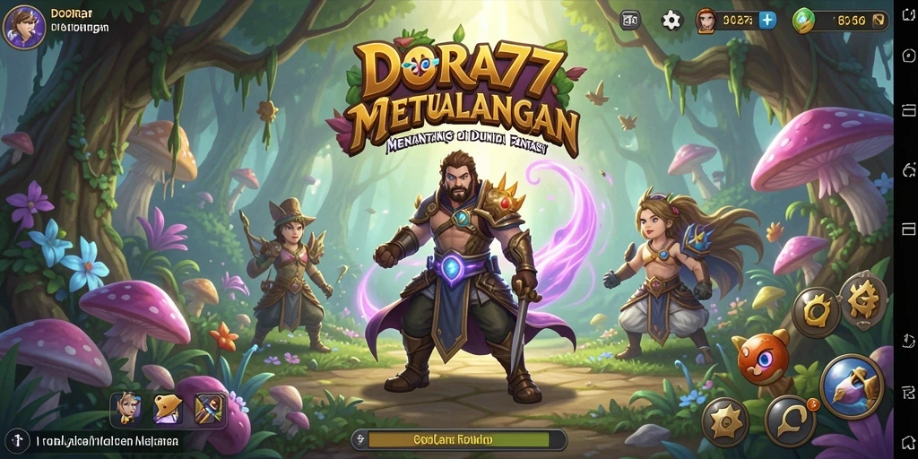 Tampilan gameplay DORA77 yang penuh warna dan dinamis.