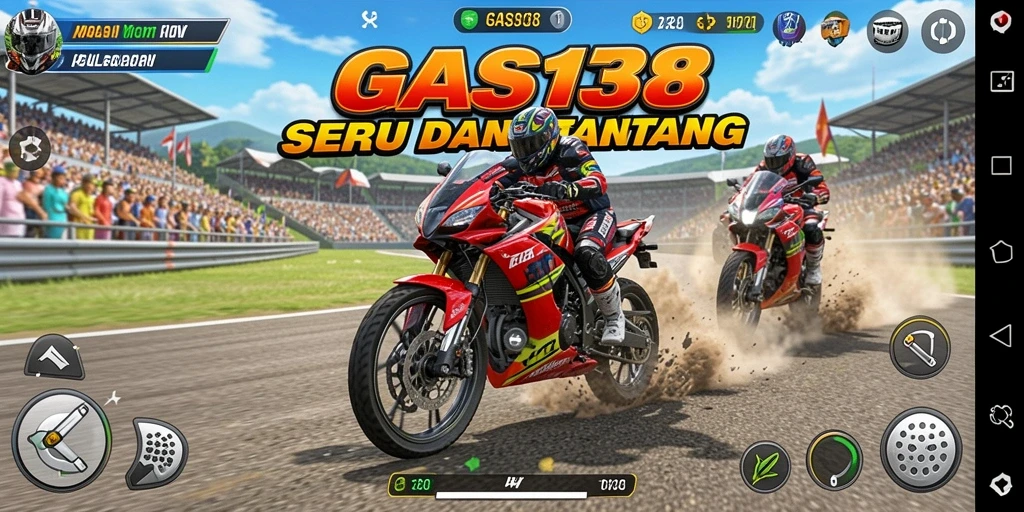 Tampilan gameplay GAS138 dengan balapan motor yang mendebarkan.