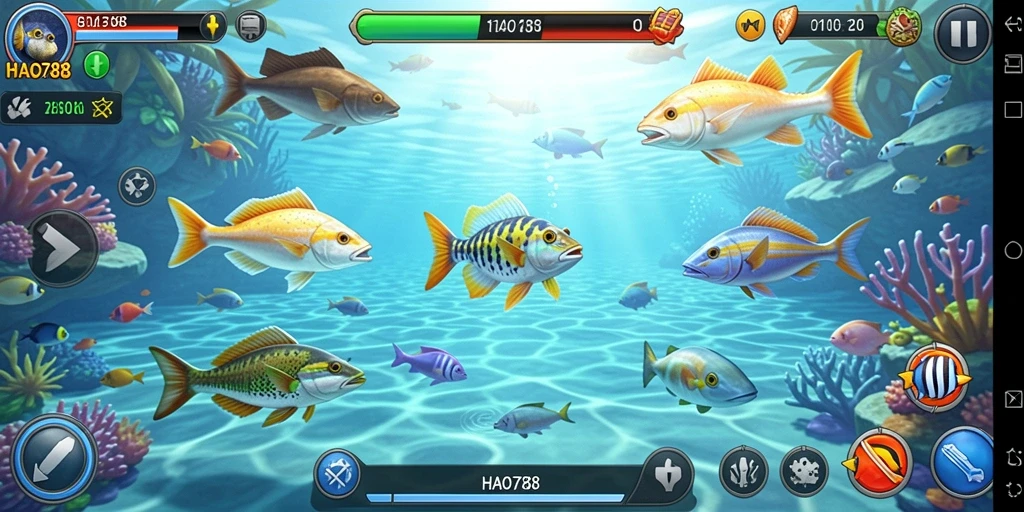 Gameplay HAO788 yang menarik dengan berbagai jenis ikan untuk dibidik.