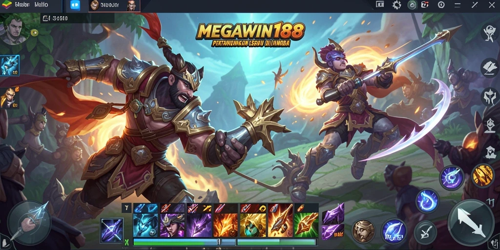 Screenshot gameplay MOBA mengasyikkan dengan aksi seru.