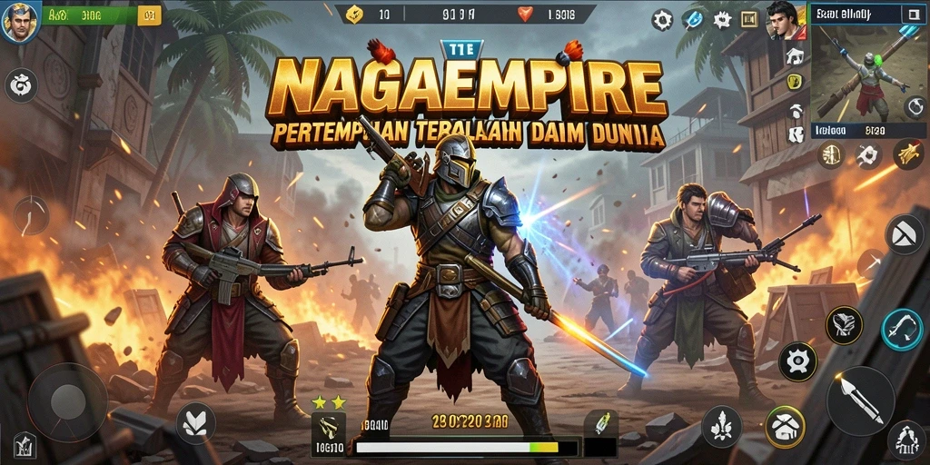 Tampilan gameplay memukau di NAGAEMPIRE dengan pertempuran seru.