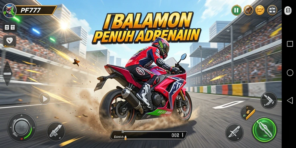 Tampilan gameplay Motor Racing PF777 yang mendebarkan.