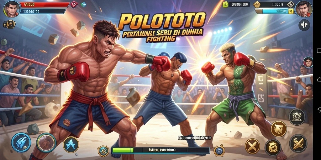 Screenshot gameplay POLOTOTO menampilkan aksi pertarungan yang intens.