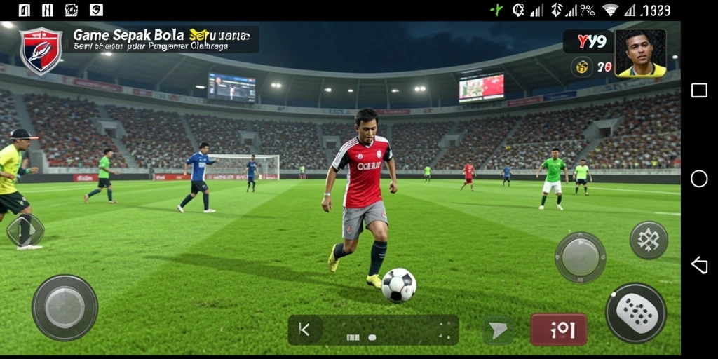 Tampilan menarik dari gameplay Y89 dengan aksi sepak bola nyata.