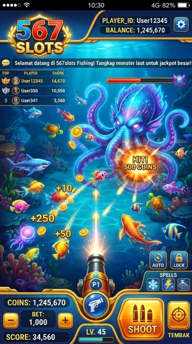 Tampilan antarmuka utama aplikasi 567slots dengan berbagai pilihan.